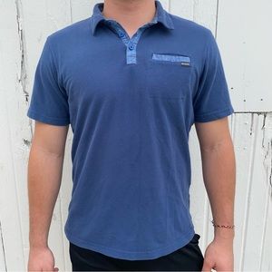 Vintage blue Columbia Henley button up polo